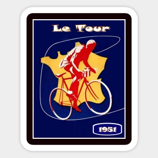 Le Tour  Vintage 1951 Bicycle Racing Print Sticker